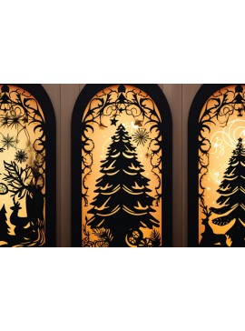 Σετ των 2 Intra απο ξύλο plywood  Χρώμα wenge 3mm-4mm πάχος - Πακέτο Χριστουγεννιάτικων Πόρτων Cricut Δίασταση 6x6 cm INTRAFABR-124549089