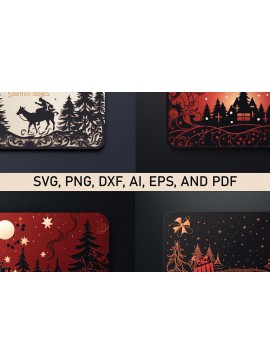 Σετ των 2 Intra απο ξύλο plywood  Χρώμα wenge 3mm-4mm πάχος - Πακέτο χριστουγεννιάτικων δώρων Cricut Δίασταση 15x15 cm INTRAFABR-119046608