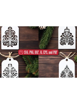 Σετ των 2 Intra απο ξύλο plywood  Χρώμα wenge 3mm-4mm πάχος - Πακέτο με ετικέτα δώρου Χριστουγέννων Cricut Δίασταση 4x4 cm INTRAFABR-125405862