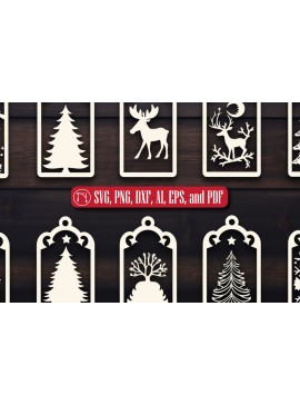 Σετ των 2 Intra απο ξύλο plywood  Χρώμα wenge 3mm-4mm πάχος - Πακέτο με ετικέτα δώρου Χριστουγέννων Cricut Δίασταση 4x4 cm INTRAFABR-118832575