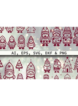 Σετ των 2 Intra απο ξύλο plywood  Χρώμα wenge 3mm-4mm πάχος - Πακέτο Cricut Christmas Gnome Δίασταση 4x4 cm INTRAFABR-7879268