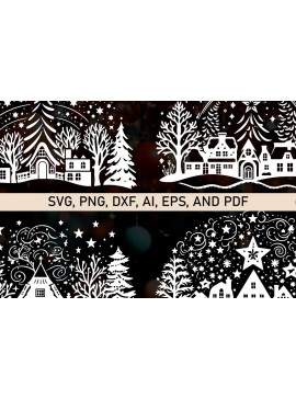 Σετ των 2 Intra απο ξύλο plywood  Χρώμα wenge 3mm-4mm πάχος - Πακέτο Cricut Christmas Magic Decor Δίασταση 4x4 cm INTRAFABR-87710130