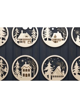 Σετ των 2 Intra απο ξύλο plywood  Χρώμα wenge 3mm-4mm πάχος - Cricut Χριστουγεννιάτικη Σκηνή Στολίδι Bund Δίασταση 4x4 cm INTRAFABR-57763937