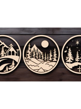 Σετ των 2 Intra απο ξύλο plywood  Χρώμα wenge 3mm-4mm πάχος - Cricut Χριστουγεννιάτικη Σκηνή Στολίδι Bund Δίασταση 4x4 cm INTRAFABR-89702144