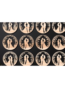 Σετ των 2 Intra απο ξύλο plywood  Χρώμα wenge 3mm-4mm πάχος - Cricut Couple Love Δίασταση 20x20 cm INTRAFABR-106333554