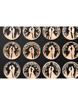 Σετ των 2 Intra απο ξύλο plywood  Χρώμα wenge 3mm-4mm πάχος - Cricut Couple Love Δίασταση 20x20 cm INTRAFABR-19913930