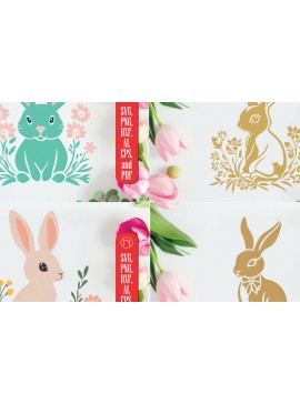 Σετ των 2 Intra απο ξύλο plywood  Χρώμα wenge 3mm-4mm πάχος - Cricut Easter Bunny Cut File Bundle Δίασταση 4x4 cm INTRAFABR-119564543