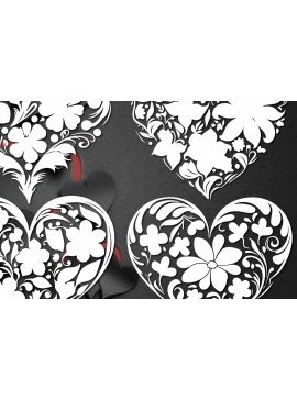 Σετ των 2 Intra απο ξύλο plywood  Χρώμα wenge 3mm-4mm πάχος - Πακέτο Cricut Floral Flower Heart Δίασταση 20x20 cm INTRAFABR-114346058