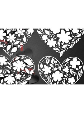 Σετ των 2 Intra απο ξύλο plywood  Χρώμα wenge 3mm-4mm πάχος - Πακέτο Cricut Floral Flower Heart Δίασταση 20x20 cm INTRAFABR-106401181