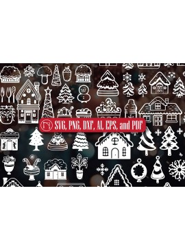 Σετ των 2 Intra απο ξύλο plywood  Χρώμα wenge 3mm-4mm πάχος - Σετ Cricut Frosty Christmas Delights Δίασταση 6x6 cm INTRAFABR-113839000