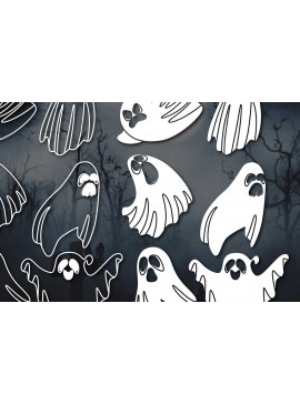 Σετ των 2 Intra απο ξύλο plywood  Χρώμα wenge 3mm-4mm πάχος - Πακέτο Cricut Halloween Ghosts Δίασταση 15x15 cm INTRAFABR-22632475