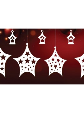 Σετ των 2 Intra απο ξύλο plywood  Χρώμα wenge 3mm-4mm πάχος - Πακέτο Cricut Hanging Holiday Star Δίασταση 6x6 cm INTRAFABR-59769705