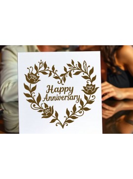 Σετ των 2 Intra απο ξύλο plywood  Χρώμα wenge 3mm-4mm πάχος - Cricut Happy Anniversary Card Δίασταση 20x20 cm INTRAFABR-86943536