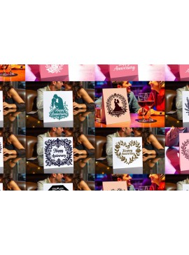 Σετ των 2 Intra απο ξύλο plywood  Χρώμα wenge 3mm-4mm πάχος - Πακέτο κάρτας Cricut Happy Anniversary Δίασταση 20x20 cm INTRAFABR-87194642