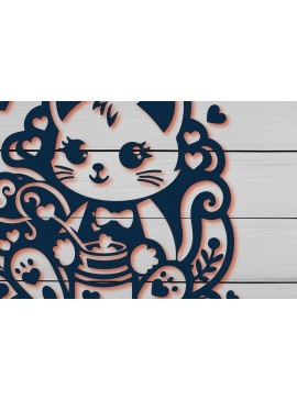 Σετ των 2 Intra απο ξύλο plywood  Χρώμα wenge 3mm-4mm πάχος - Cricut Valentine Cat Δίασταση 4x4 cm INTRAFABR-122895683