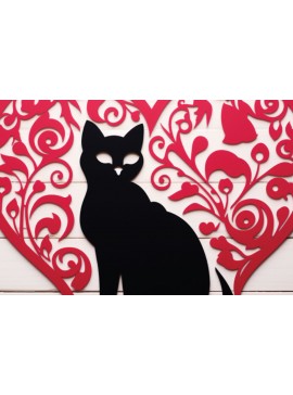 Σετ των 2 Intra απο ξύλο plywood  Χρώμα wenge 3mm-4mm πάχος - Cricut Valentine Cat Δίασταση 4x4 cm INTRAFABR-113204314
