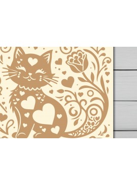 Σετ των 2 Intra απο ξύλο plywood  Χρώμα wenge 3mm-4mm πάχος - Cricut Valentine Cat Δίασταση 4x4 cm INTRAFABR-81448517