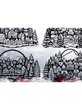 Σετ των 2 Intra απο ξύλο plywood  Χρώμα wenge 3mm-4mm πάχος - Πακέτο Cricut Merry and Bright Δίασταση 6x6 cm INTRAFABR-12832567