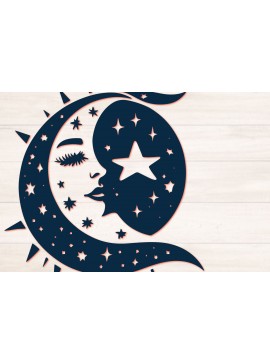 Σετ των 2 Intra απο ξύλο plywood  Χρώμα wenge 3mm-4mm πάχος - Cricut Mystical Moon Girl Cut Δίασταση 20x20 cm INTRAFABR-61604107