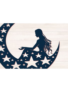 Σετ των 2 Intra απο ξύλο plywood  Χρώμα wenge 3mm-4mm πάχος - Cricut Mystical Moon Girl Cut Δίασταση 20x20 cm INTRAFABR-61604901