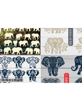 Σετ των 2 Intra απο ξύλο plywood  Χρώμα wenge 3mm-4mm πάχος - Πακέτο Cricut Paper Cut Elephant Δίασταση 4x4 cm INTRAFABR-61607979