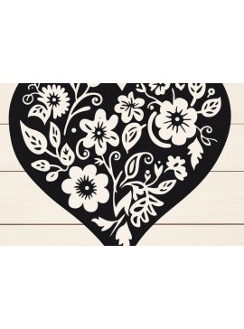 Σετ των 2 Intra απο ξύλο plywood  Χρώμα wenge 3mm-4mm πάχος - Cricut Paper Cut Floral Heart Δίασταση 4x4 cm INTRAFABR-78283492