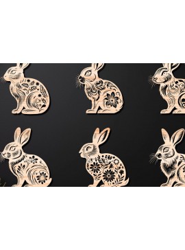 Σετ των 2 Intra απο ξύλο plywood  Χρώμα wenge 3mm-4mm πάχος - Cricut RABBITS Πασχαλινό Δίασταση 4x4 cm INTRAFABR-104016517