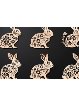 Σετ των 2 Intra απο ξύλο plywood  Χρώμα wenge 3mm-4mm πάχος - Cricut RABBITS Πασχαλινό Δίασταση 4x4 cm INTRAFABR-104016574