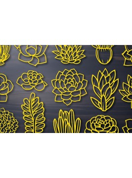 Σετ των 2 Intra απο ξύλο plywood  Χρώμα wenge 3mm-4mm πάχος - Cricut SUCCULENTS Cut File Bundle Δίασταση 10x15 cm INTRAFABR-117240289