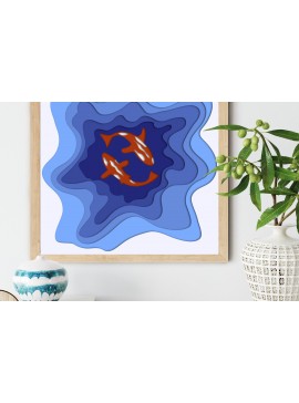 Σετ των 2 Intra απο ξύλο plywood  Χρώμα wenge 3mm-4mm πάχος - Αρχεία Cricut FISH PANEL Δίασταση 15x15 cm INTRAFABR-53945760