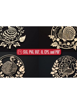 Σετ των 2 Intra απο ξύλο plywood  Χρώμα wenge 3mm-4mm πάχος - Πακέτο για την Ημέρα των Ευχαριστιών Cricut Δίασταση 4x4 cm INTRAFABR-100486721