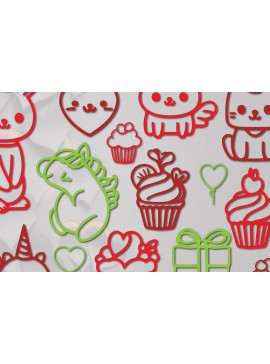 Σετ των 2 Intra απο ξύλο plywood  Χρώμα wenge 3mm-4mm πάχος - Πακέτο Cricut Valentine Animal Δίασταση 4x4 cm INTRAFABR-110613471