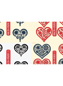 Σετ των 2 Intra απο ξύλο plywood  Χρώμα wenge 3mm-4mm πάχος - Πακέτο Cricut Valentine Floral Heart Δίασταση 4x4 cm INTRAFABR-100486602