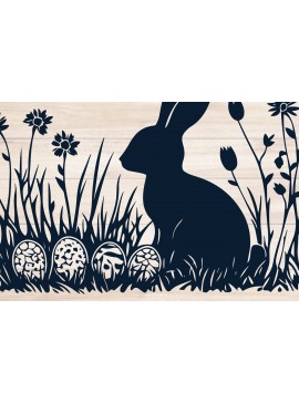 Σετ των 2 Intra απο ξύλο plywood  Χρώμα wenge 3mm-4mm πάχος - Cricut Wildflower Easter Bunny Cut F Δίασταση 4x4 cm INTRAFABR-113082509