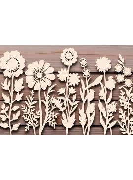 Intra απο ξύλο plywood  Χρώμα wenge 3mm-4mm πάχος - Πακέτο Cricut Wildflowers Δίασταση 30x20 cm INTRAFABR-48455407