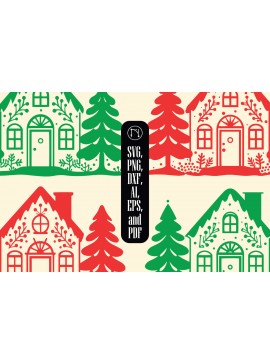 Σετ των 2 Intra απο ξύλο plywood  Χρώμα wenge 3mm-4mm πάχος - Πακέτο Cricutcut Christmas House Δίασταση 4x4 cm INTRAFABR-28014260