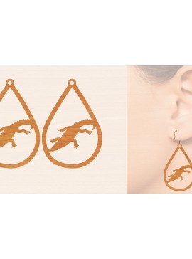 Σετ των 3 Intra απο ξύλο plywood  Χρώμα wenge 3mm-4mm πάχος - Σκουλαρίκια από κροκόδειλο ξύλο κοπής με λέιζερ Δίασταση 3x3 cm INTRAFABR-115693666