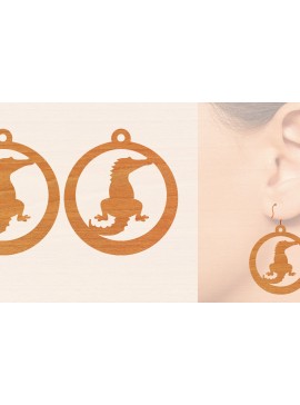 Σετ των 3 Intra απο ξύλο plywood  Χρώμα wenge 3mm-4mm πάχος - Σκουλαρίκια από κροκόδειλο ξύλο κοπής με λέιζερ Δίασταση 3x3 cm INTRAFABR-115431479