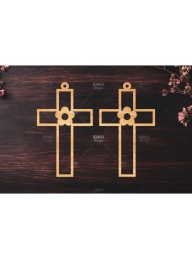 Σετ των 3 Intra απο ξύλο plywood  Χρώμα wenge 3mm-4mm πάχος - Σταυρωτά σκουλαρίκια Δίασταση 3x3 cm INTRAFABR-123051877