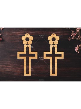 Σετ των 3 Intra απο ξύλο plywood  Χρώμα wenge 3mm-4mm πάχος - Σταυρωτά σκουλαρίκια Δίασταση 3x3 cm INTRAFABR-122622425