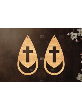 Σετ των 3 Intra απο ξύλο plywood  Χρώμα wenge 3mm-4mm πάχος - Σταυρωτά σκουλαρίκια Δίασταση 3x3 cm INTRAFABR-123189054