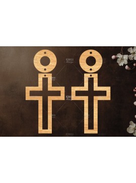 Σετ των 3 Intra απο ξύλο plywood  Χρώμα wenge 3mm-4mm πάχος - Σταυρωτά σκουλαρίκια Δίασταση 3x3 cm INTRAFABR-123189281