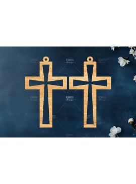 Σετ των 3 Intra απο ξύλο plywood  Χρώμα wenge 3mm-4mm πάχος - Σταυρωτά σκουλαρίκια Δίασταση 3x3 cm INTRAFABR-122621287