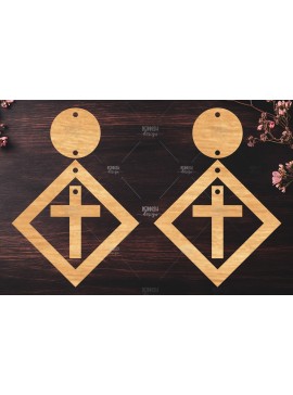 Σετ των 3 Intra απο ξύλο plywood  Χρώμα wenge 3mm-4mm πάχος - Σταυρωτά σκουλαρίκια Δίασταση 3x3 cm INTRAFABR-31854678