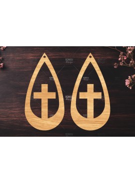 Σετ των 3 Intra απο ξύλο plywood  Χρώμα wenge 3mm-4mm πάχος - Σταυρωτά σκουλαρίκια Δίασταση 3x3 cm INTRAFABR-122075289