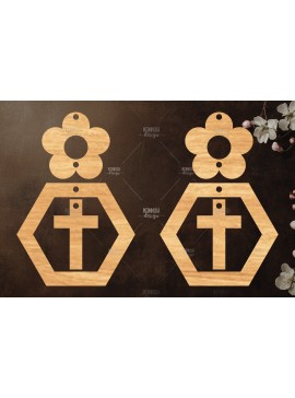 Σετ των 3 Intra απο ξύλο plywood  Χρώμα wenge 3mm-4mm πάχος - Σταυρωτά σκουλαρίκια Δίασταση 3x3 cm INTRAFABR-122961228