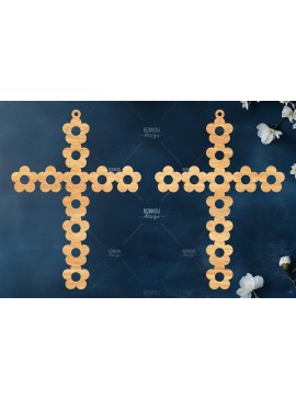 Σετ των 3 Intra απο ξύλο plywood  Χρώμα wenge 3mm-4mm πάχος - Σταυρωτά σκουλαρίκια Δίασταση 3x3 cm INTRAFABR-123188972