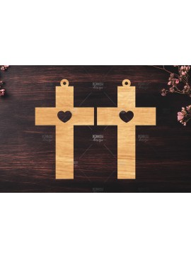 Σετ των 3 Intra απο ξύλο plywood  Χρώμα wenge 3mm-4mm πάχος - Σταυρωτά σκουλαρίκια Δίασταση 3x3 cm INTRAFABR-121436613