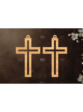 Σετ των 3 Intra απο ξύλο plywood  Χρώμα wenge 3mm-4mm πάχος - Σταυρωτά σκουλαρίκια Δίασταση 3x3 cm INTRAFABR-120487926