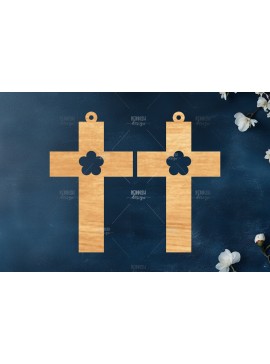 Σετ των 3 Intra απο ξύλο plywood  Χρώμα wenge 3mm-4mm πάχος - Σταυρωτά σκουλαρίκια Δίασταση 3x3 cm INTRAFABR-103413902